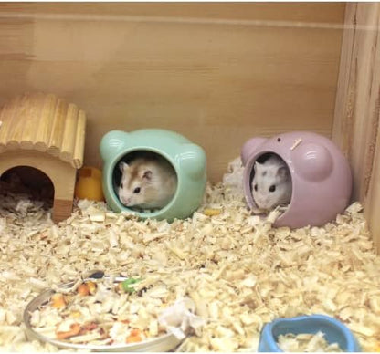 Ceramic Hamster House, Cute Animal Shaped Hamster Cave, Summer Cool Small Animal Hideout Habitat Decor for Dwarf Hamsters (Green)