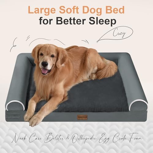 NANUYA Orthopedic Dog Bed for Medium Dogs, 30 x 20 Inch, Dark Grey