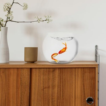 DECHOUS Round Fish Bowl Desktop Fish Tank with Base Small Aquarium Decor for Betta Hydroponic Vase Planter Clear Plastic Tabletop Bowl for Office Home Display