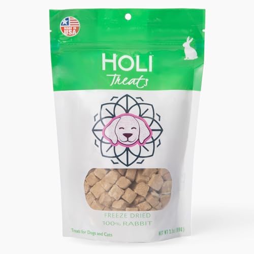 HOLI Freeze Dried Rabbit Dog Treats – Single Ingredient Freeze Dried Rabbit Treats for Dogs – All Natural – High Value Training Treats - 3.5oz
