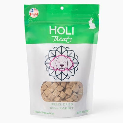 HOLI Freeze Dried Rabbit Dog Treats – Single Ingredient Freeze Dried Rabbit Treats for Dogs – All Natural – High Value Training Treats - 3.5oz