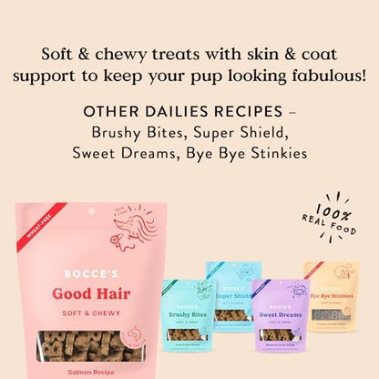 Bocce's Bakery Good Hair Soft & Chewy Dog Treats, Salmon Flavor (6 oz)