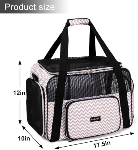 BAGLHER Pet Travel Carrier, Cat Carriers Dog Carrier for Small Medium Cats Dogs Puppies, Airline Approved Small Dog Carrier Soft Sided, Collapsible Puppy Carrier