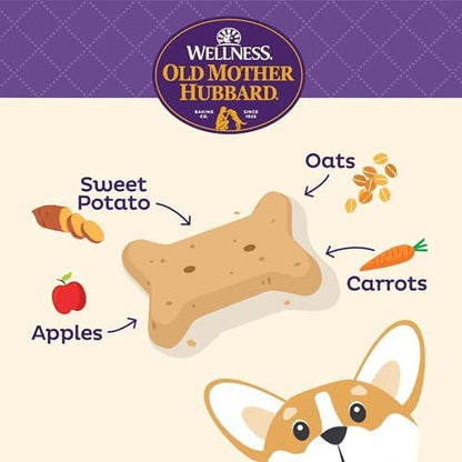 Old Mother Hubbard Wellness Classic Just Vegg'n Dog Biscuits, Natural Training Treats, Sweet Potato, Oats, Apple and Carrot Flavor, Mini Size, 20 oz Bag, (Pack of 2)