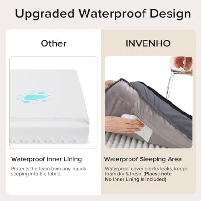 INVENHO Orthopedic Extra Large Dog Bed, XXL Waterproof Dog Sofa, Egg-Crate Foam Couch with Washable Removable Cover, Waterproof Lining and Nonskid Bottom