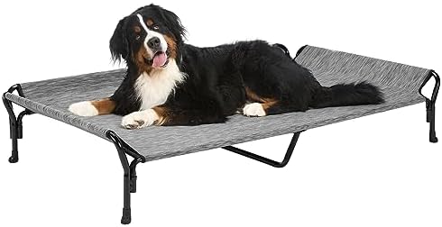 Veehoo Cooling Elevated Dog Bed, Raised Dog Cot with Guardrail & Headrest