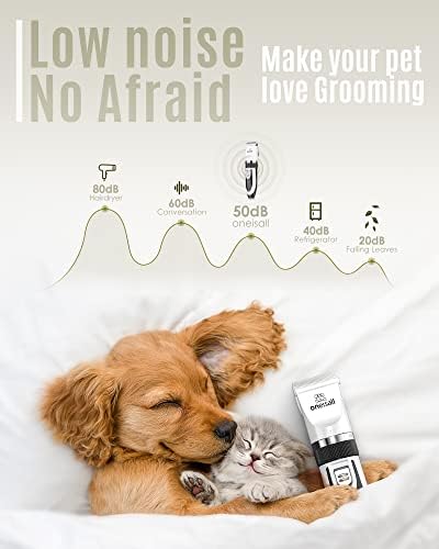 oneisall Dog Clippers Low Noise Grooming Kit for Dogs Cats Pets
