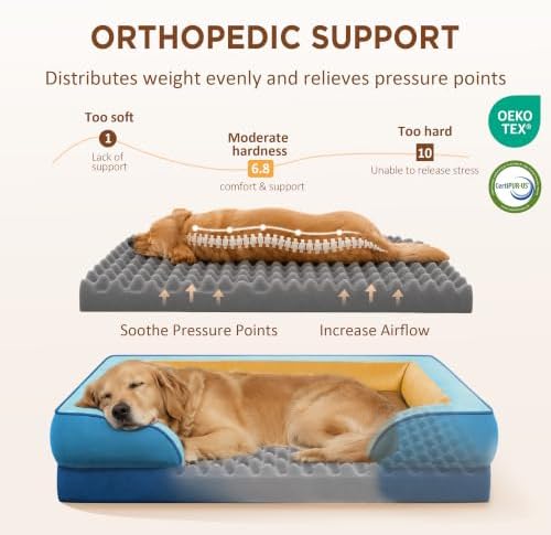Comfort Expression Orthopedic Dog Bed for Extra Large Dogs with Bolster