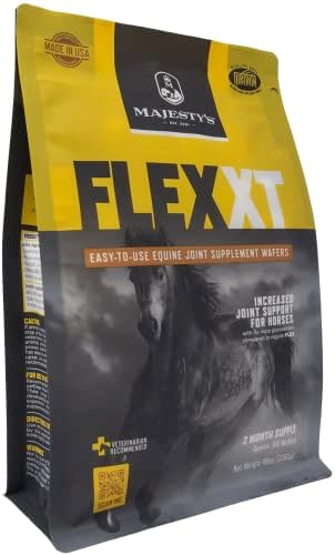 Majesty's Flex XT Wafers - Superior Horse / Equine Joint Support With Increased Supplement Levels - Glucosamine, MSM, Yucca, Vitamin C - 60 Count (2 Month Supply)