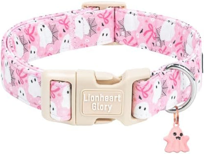 Halloween Dog Collar, Pink Ghost Dog Collar for Large Dogs Female/Male Puppy