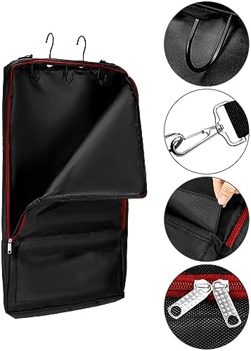 QWORK Bridle Bag with Hooks, Horse Harness Bag, Horse Tack Carry Bag, with 3 Prong Tack Rack, Black