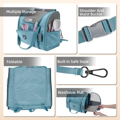 Lollimeow Expandable Cat Carrier Backpack for Large Cats - Airline Approved Pet Carrier Backpack for Small Dogs, Hiking & Travel, Waterproof with Breathable Mesh, 22lbs Capacity (Polar Blue, Large)