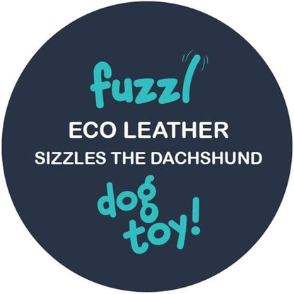 Fuzzl Eco Leather Sizzles the Dachshund Dog Toy - Natural & Tough Light Brown Leather Chew | Durable Toy for Moderate Chewers | 100% Jute Filling & Double Stitched