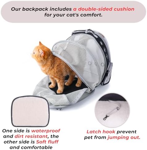 Lollimeow Cat Carrier Backpack, Expandable Bubble Pet Carrier for Cats and Small Dogs, Airline Approved Travel Backpack for Hiking, Walking & Outdoor Adventures - Supports up to 14 lbs