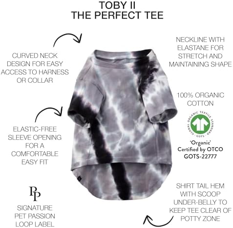 Pet Passion Toby II Dog T-Shirt, 3 Pack, Black Sand Tie Dye, X-Large