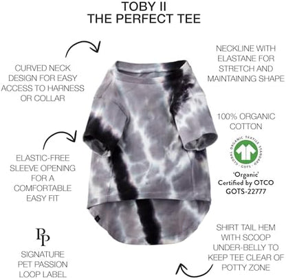 Pet Passion Toby II Dog T-Shirt, 3 Pack, Black Sand Tie Dye, Medium