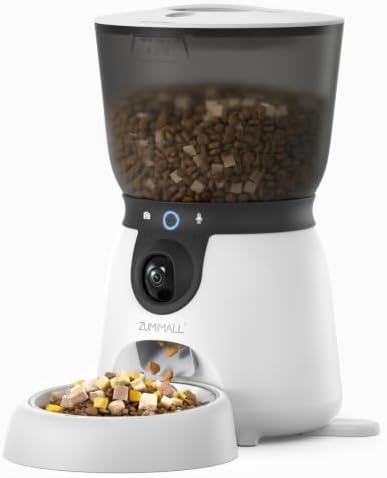 ZUMIMALL Automatic Cat Feeder with 2K Camera, Full Bowl Visibility Grey