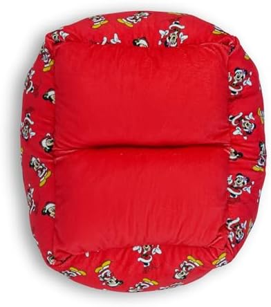 Disney Dog Bed, Holiday Santa Mickey and Minnie Poses Scattered Red, Cuddler