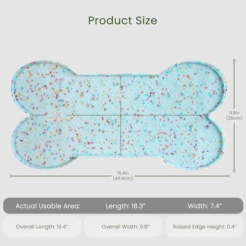 PWTAA Dog Food Mat Anti-Slip Silicone Dog Bowl Mat Thicker Pet Placemat Waterproof Cat Feeder Pad with Raised Edge Puppy Kitten Feeding Mats Suitable Small Medium-Sized Dogs Cats Eating Tray