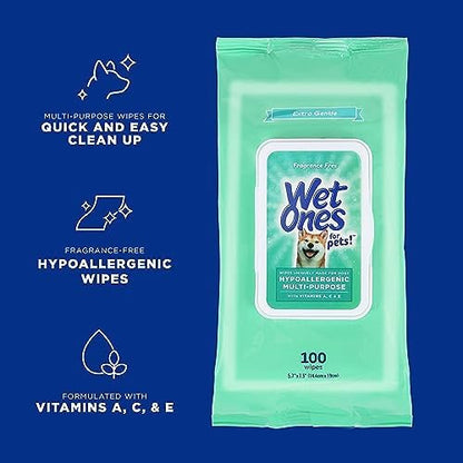 Wet Ones Mixed 13 Piece Bundle of Human & Pet Wet Wipes, Hypoallergenic | 10 Packs Sensitive Skin Hand and Face Wipes, 20 Ct Plus 3 Packs for Pets Hypoallergenic Dog Wipes, 100ct