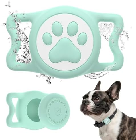 IP68 Waterproof Dog AirTag Holder for Dog Collar, Soft, Stretchy Silicone