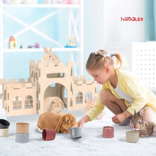 HIIMALEX 8-Pcs Bunny Toys Stacking Cups for Rabbit Foraging and Play Bunny Essential Toys Safe Plastic Accessories for Small Animals Rabbits