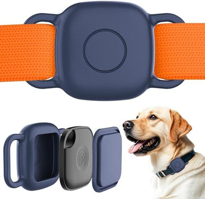 Waterproof Dog Collar Holder for Life360 Tile Mate Tracker, 2-Pack Durable Silicone Cover, Anti Lost for Life 360 Tile Tracker Case for Cat & pet Collars, Easy Installation, Lightweight, Navy Blue