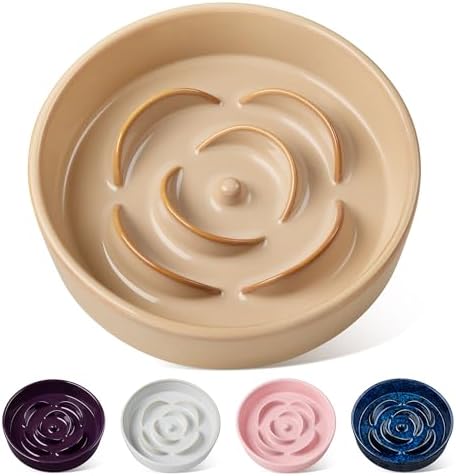 vancasso Ceramic Slow Feeder Dog Bowl, 1.5 Cup Puzzle Dish for Medium Breed