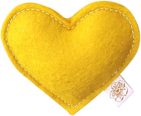 Catnip Toy – Heart Shape, Organic Catnip, 100% Wool Felt, Grown & Made in The USA - Yellow