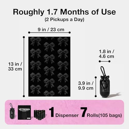 VETRESKA Dog Poop Bags Dispenser with 105 Bags, Rose & Honey Scented