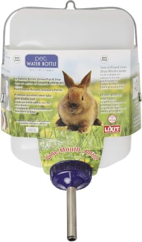 Lixit® All-Weather Rabbit Water Bottle - 64 Ounce Widemouth Cage Water Bottles for Rabbits, Ferrets, Guinea Pigs, Rats, and Other Small Animals (White, 64 Ounce) (Pack of 12)