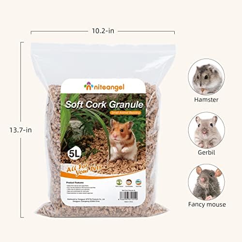 Niteangel Natural Coco/Cork Hamster Bedding: 5L Absorb Odors & Low Dust