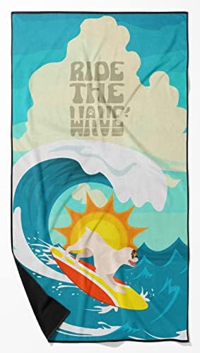Caroline's Treasures MLM1196TWL3060 Surfer Dog White Boxer Premium Beach Towel Oversized Towel Beach Blanket, Pool, Beach Essentials, Yoga, Premium Bath Towel, Quick Dry Plush