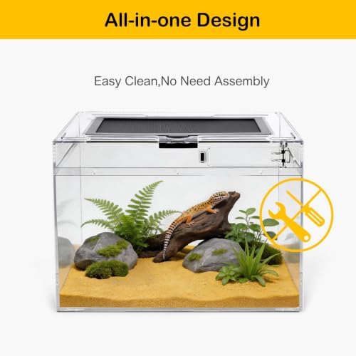 HELIME Reptile Tank 7 Piece Starter Kit with Escape Proof Locking Lid XL