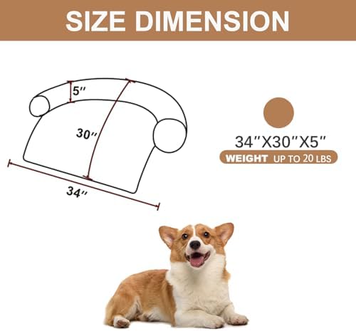 Calming Dogs/Cats Bed Mats, Dog Pad Washable Removable Couch Cover, Plush Long Fur Mat for Pets, Waterproof, Perfect for Small, Medium and Large Dogs and Cats (Desert Brown, 34"x30"x 5.0")