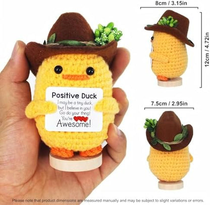 Mini Funny Positive Crochet Animals Already Made Positive Crochet Duck Emotional Support Animal, Perfect Christmas Birthday Gifts for Women, Office & Christmas Decor