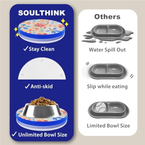 SoulThink® Ant Proof Cat Dog Bowl Tray - SoulThink x Simone Miller Collaboration Pet Food Dish Indoor No Chemical No Water Needed Different from Traditional Ant Trap (Orchid Flower)
