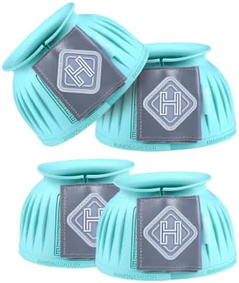 Harrison Howard Rubber Bell Boots for Horses, Hoof Overreach Protection for Horses, w/Upgraded Leather Touch Tape