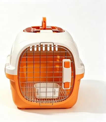 Cat Carrier Airline Approved, Portable Pet Travel Crate with Anti-Stress Design for Cats & Small Dogs, Car Safe Kennel with Top Window (Orange)