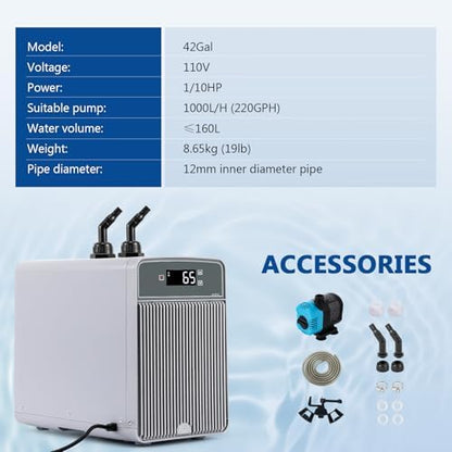BAOSHISHAN 1/10 HP Aquarium Chiller 42 Gal 160L Water Cooling System