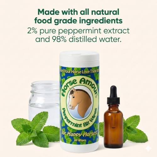 Horse Bit Wipes, Peppermint Scent, 40 Count
