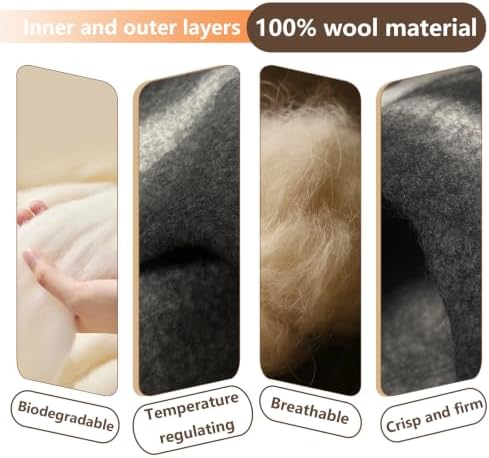 Felted Wool Cat Cave Merino Wool Cat Bed for Indoor Round Cave (Black)