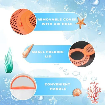 Foldable Small Aquarium, Portable Fish Tank, Fish Transport Container, Plasitc Fish Bowl, Beginner Tank, Great Concept for Catching and Release Critters, Beach, Pool and Lake (Red, Large)