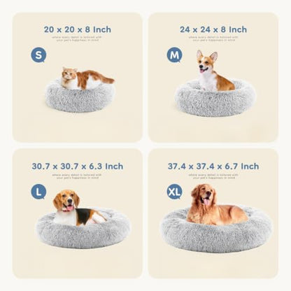 DUMOS 30.7 Inch Large Donut Dog Bed for Indoor Use, Fluffy Faux Fur Plush