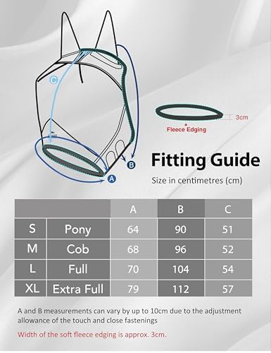 Harrison Howard CareMaster Horse Fly Mask UV Protective Fine Mesh with Extra Wool Soft Touch on Skin Summer Mint-Silver S