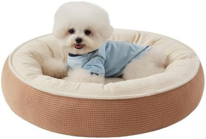 23 inches Soft Touch Fleece Donut Dog Bed for Small Dogs,Brown