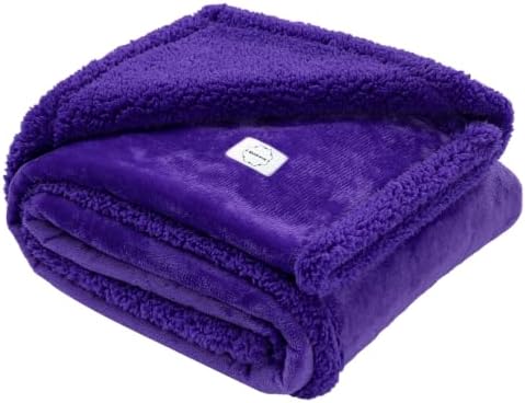 Waterproof Purple Dog Blanket for Couches Beds Covers Reversible Calming Pet Blankets for Large Dogs Puppy Cats Leakproof Sofa Couch Washable Cover Cat Fluffy Fleece Pet Cover for Warm-XL-85x57in