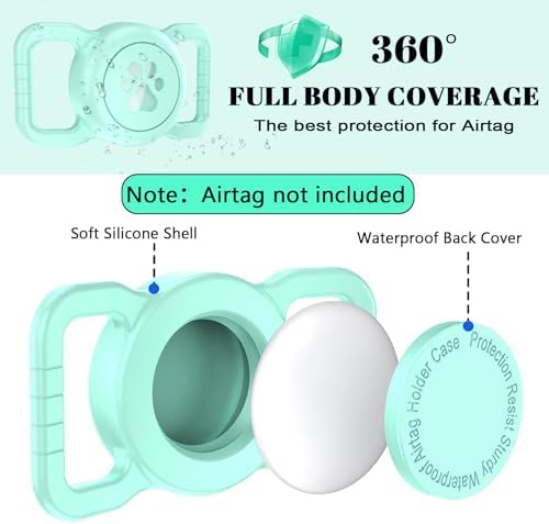 SANKALA Airtag Dog Collar Holder, Waterproof, Light Green, 1 Pack