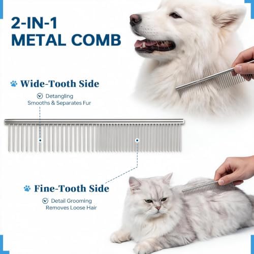 Pet Grooming Comb, Deshedding Dog Brush & Undercoat Rake, Orange