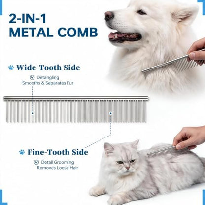 Pet Grooming Comb, Deshedding Dog Brush & Undercoat Rake, Orange